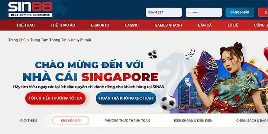 Thế giới game đổi thưởng Sin88 nhà cái đến từ Singapore